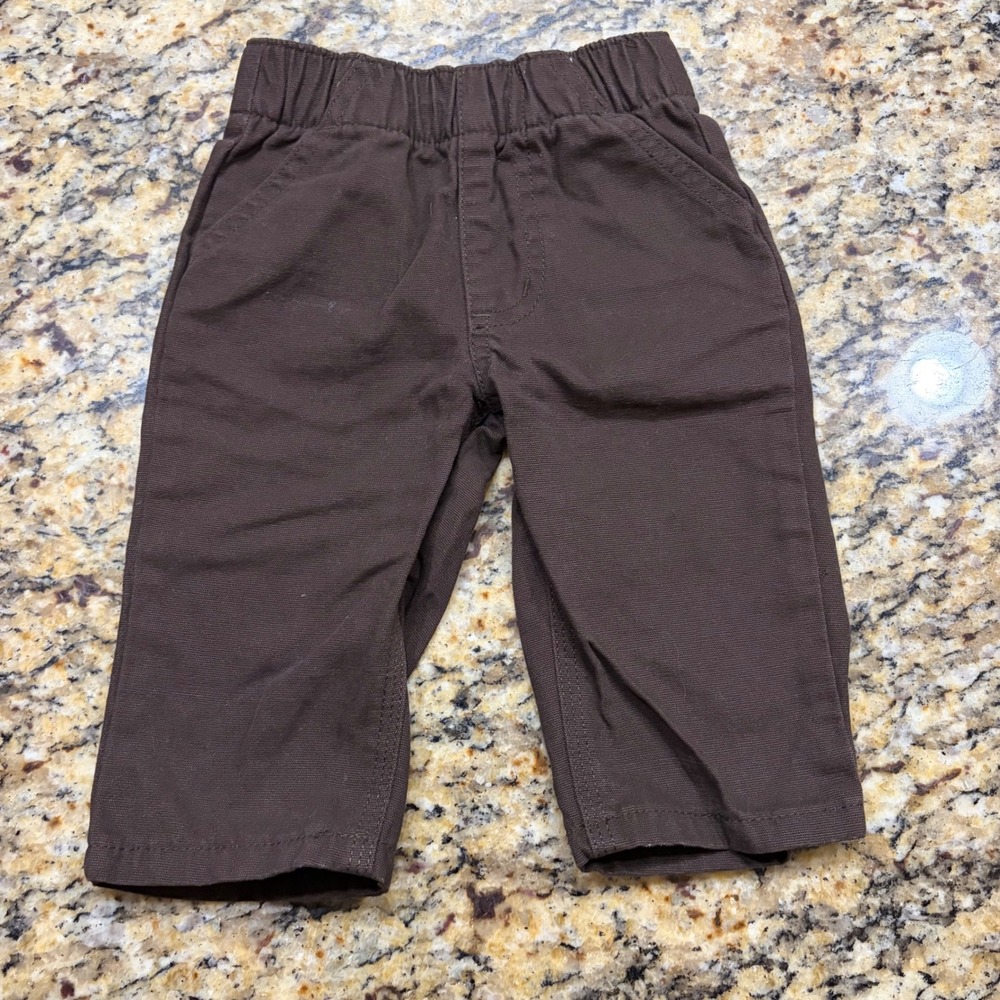 Carhartt Infant Boys Brown Canvas Elastic Waist Work Pants 6M ws
